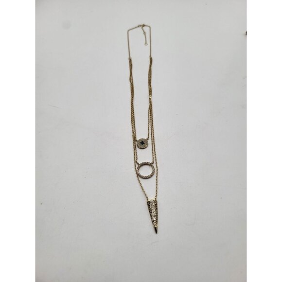 JENNIFER MILLER TRIPLE LAYER NECKLACE Gold Plated 925 Sterling Silver Pave *FLAW - Picture 4 of 12